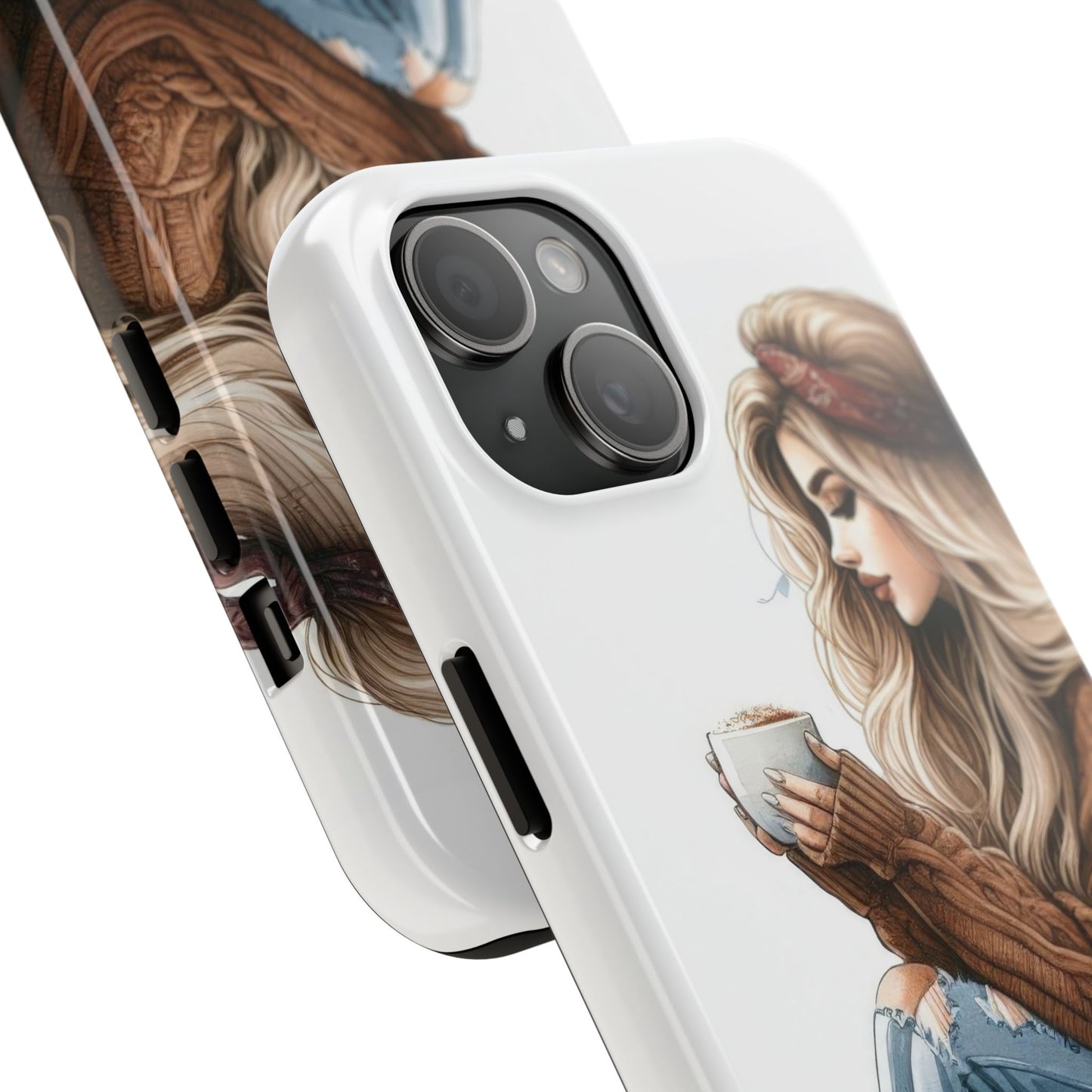Cozy Girl with Coffee Phone Case - Tough & Stylish Phone Protection