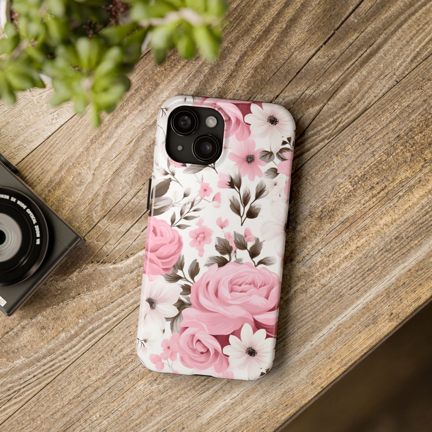 Floral Tough Phone Case – Pink Rose & Flower Design Romantic Blooms, Everyday Protection