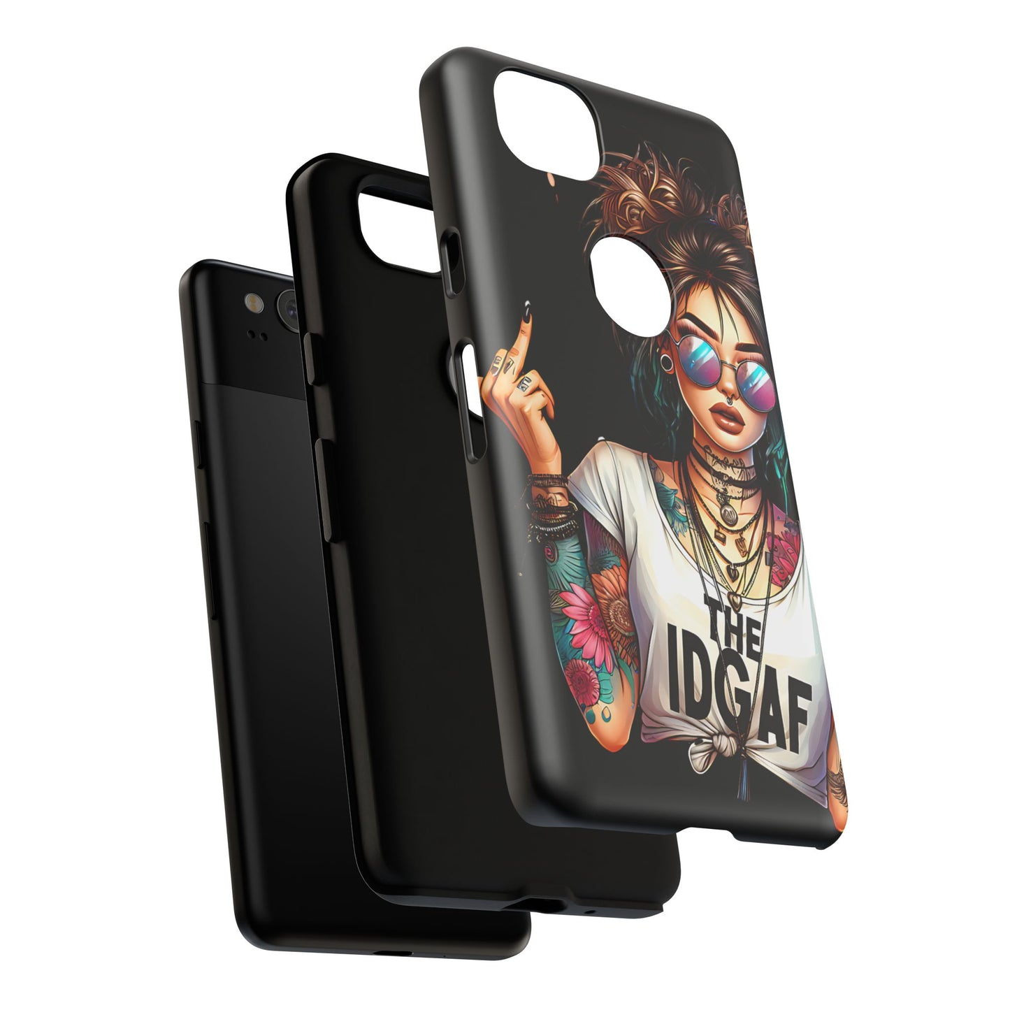 IDGAF Tough Phone Case - Edgy Tattoo Design for Bold Personalities