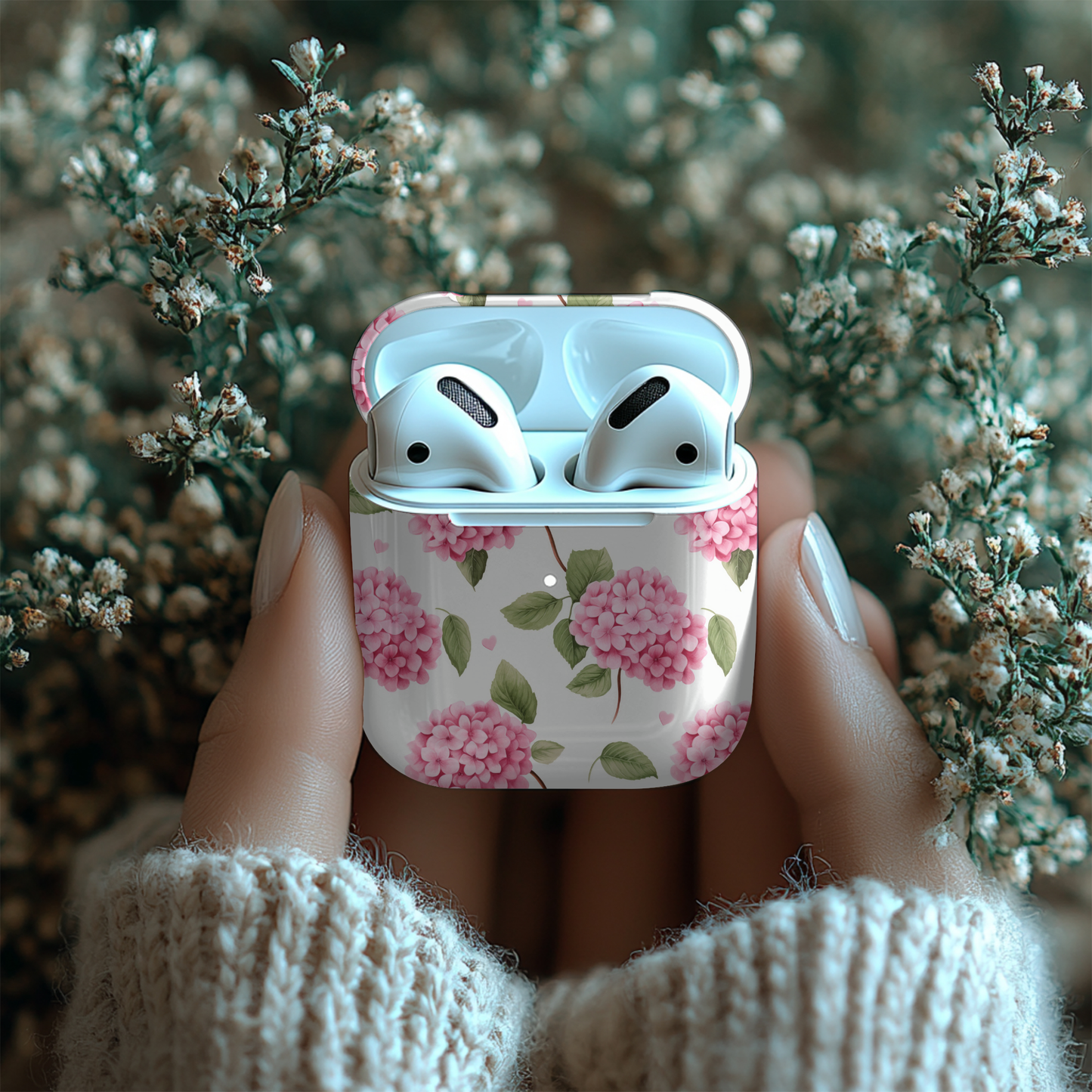 Bright Pink Hydrangea AirPod Case – Floral, Fun & Fabulous