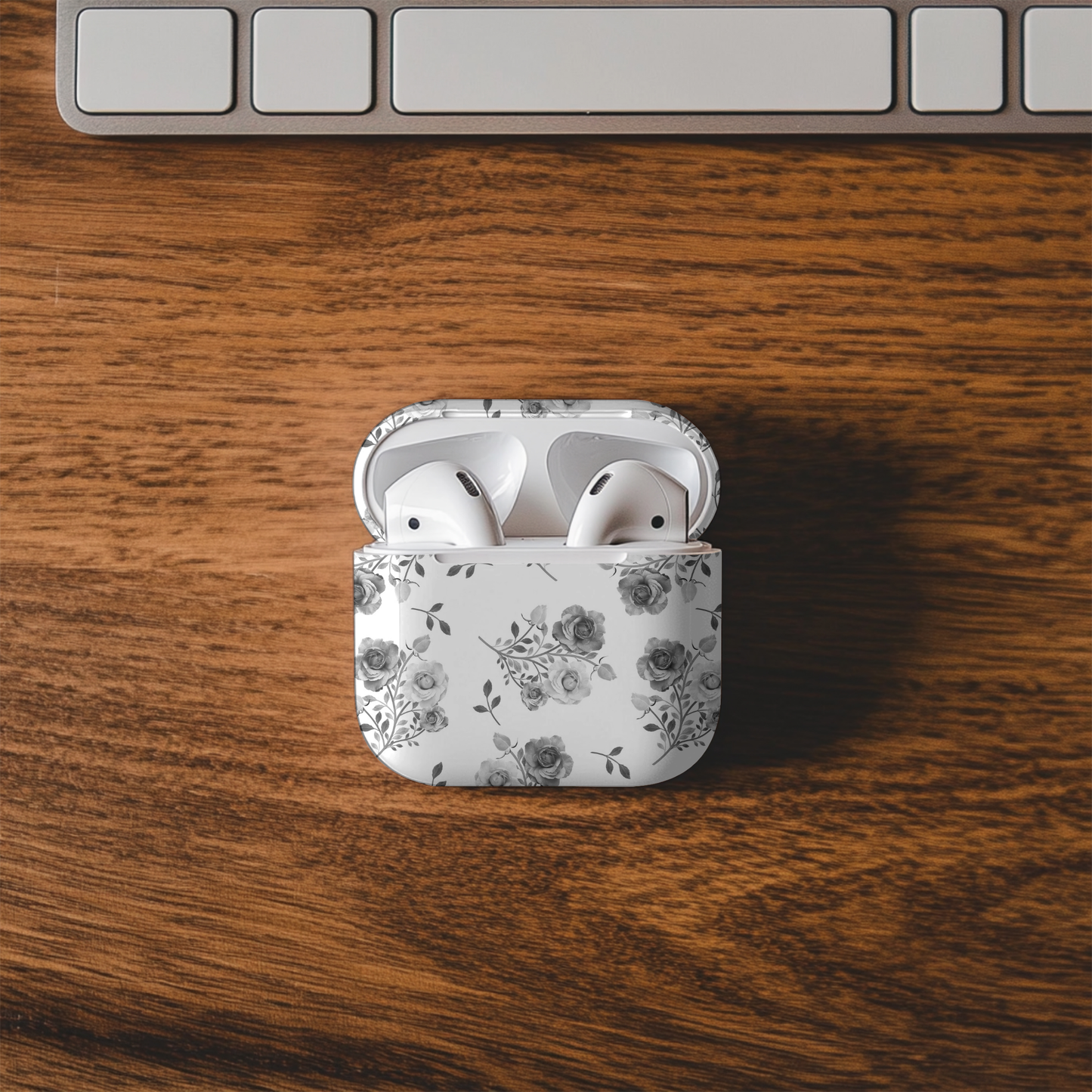 Black & White Floral AirPod Case – Classic, Chic & Timeless