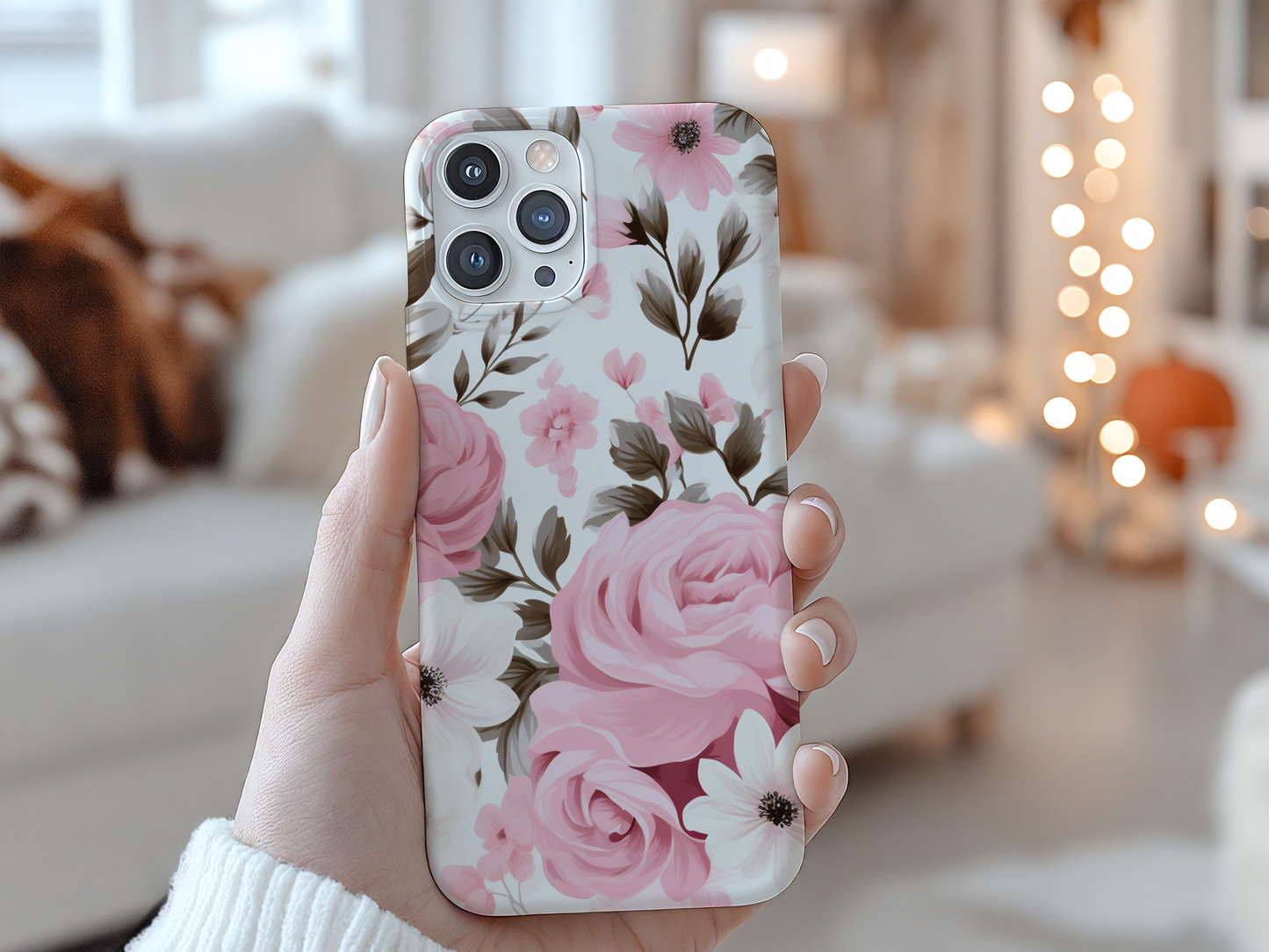 Floral Tough Phone Case – Pink Rose & Flower Design Romantic Blooms, Everyday Protection