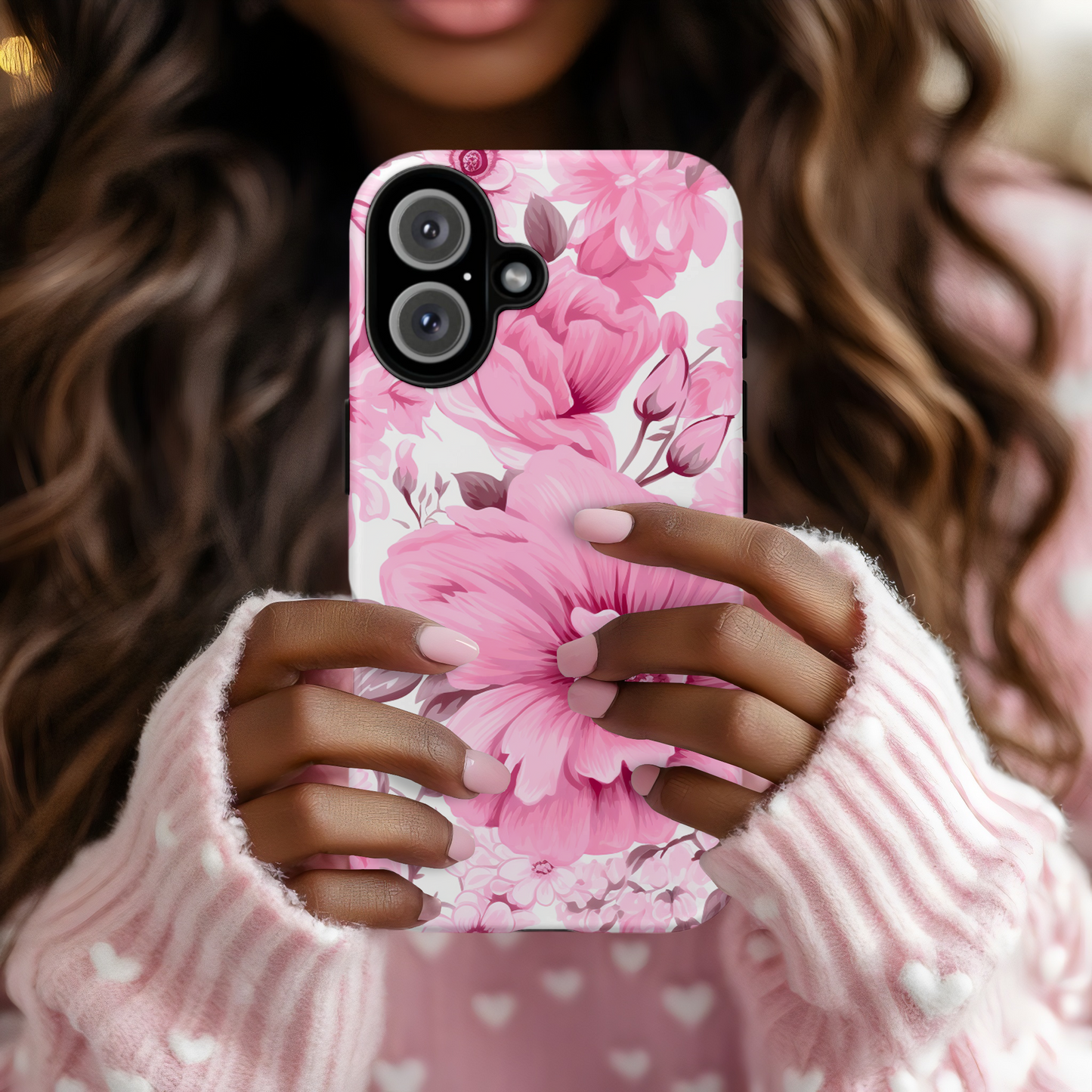 Floral Tough Phone Case – Pink Blossom Design Soft Aesthetic, Strong Protection