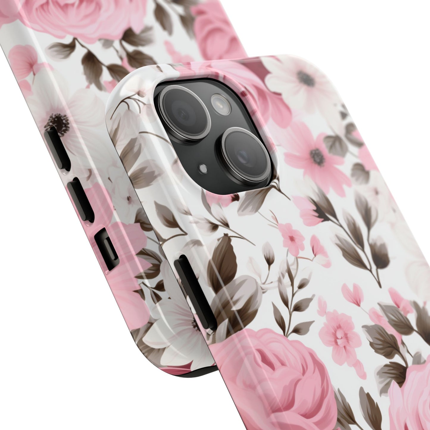 Floral Tough Phone Case – Pink Rose & Flower Design Romantic Blooms, Everyday Protection