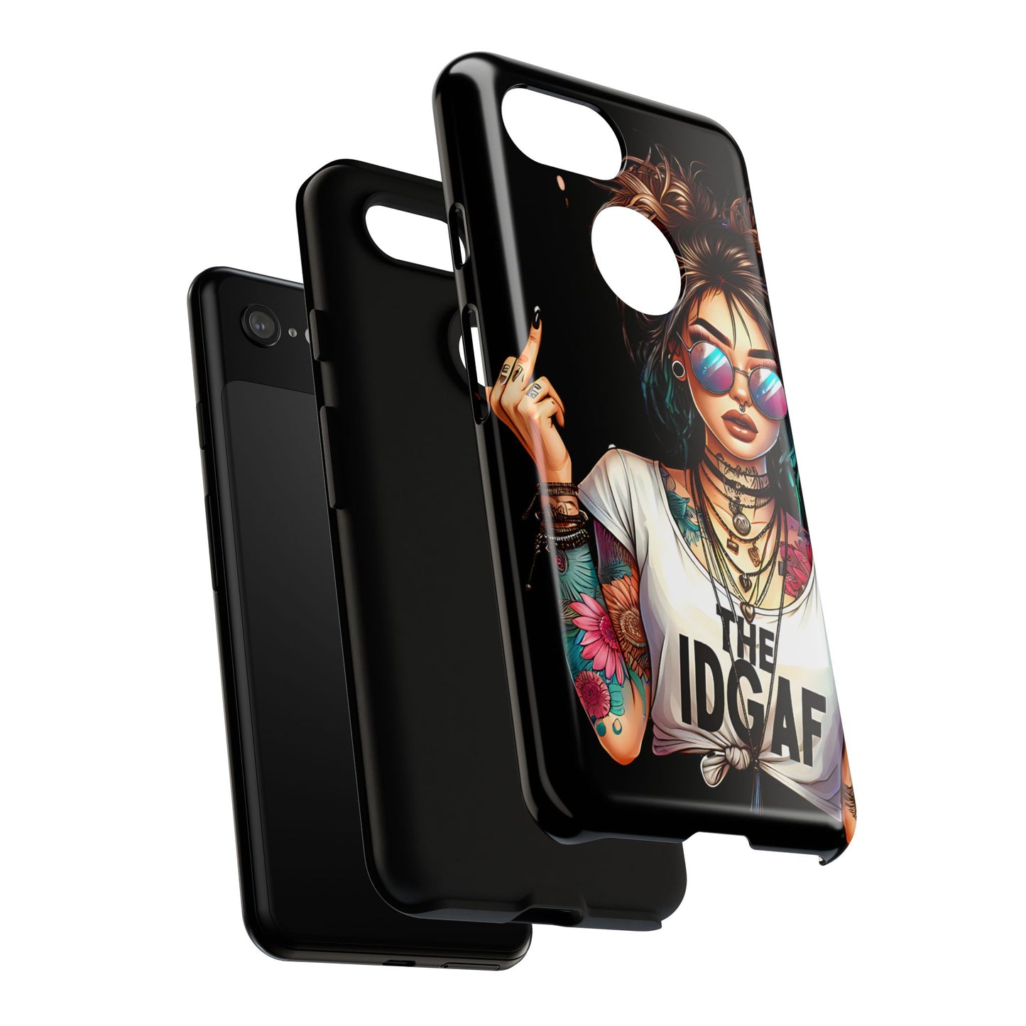 IDGAF Tough Phone Case - Edgy Tattoo Design for Bold Personalities