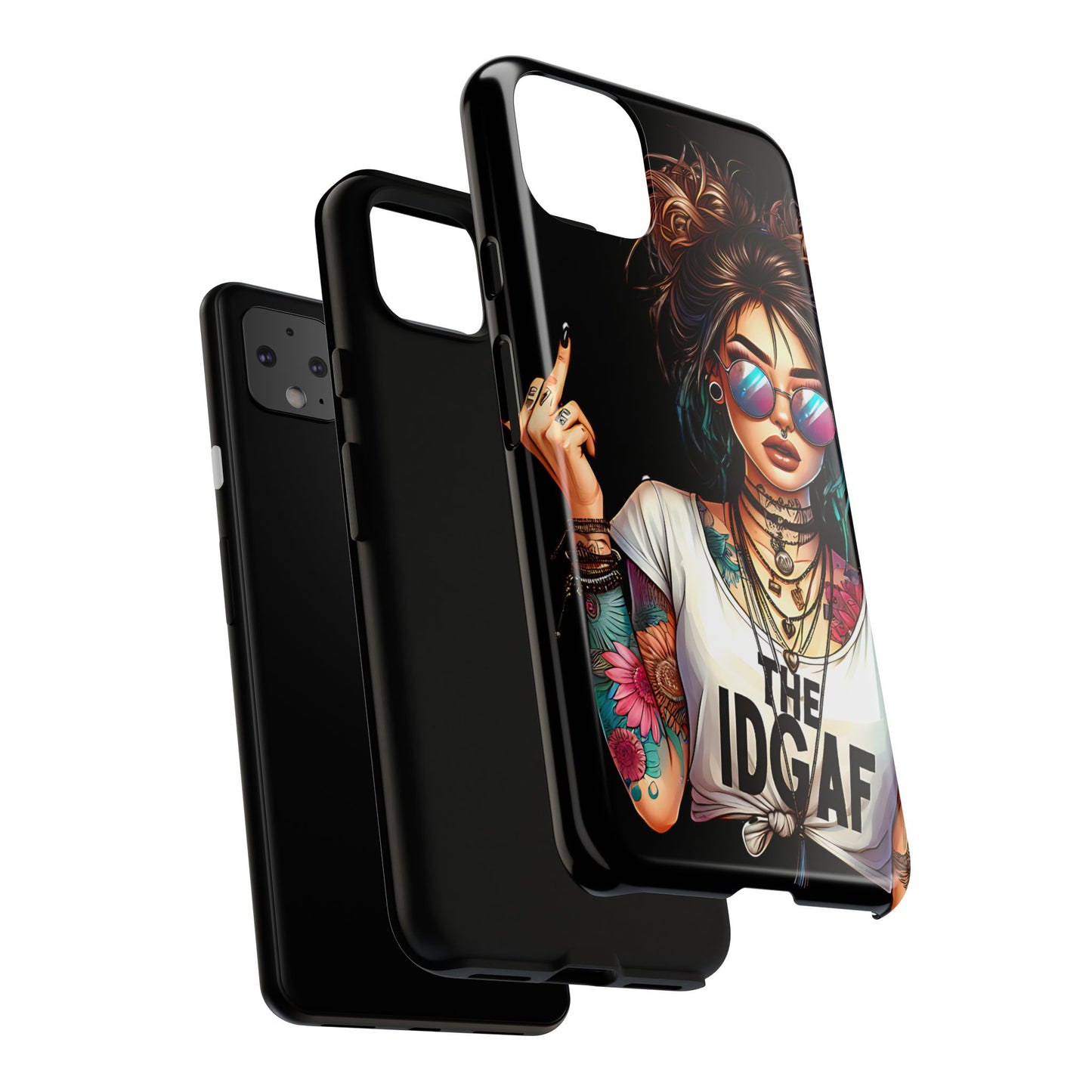 IDGAF Tough Phone Case - Edgy Tattoo Design for Bold Personalities