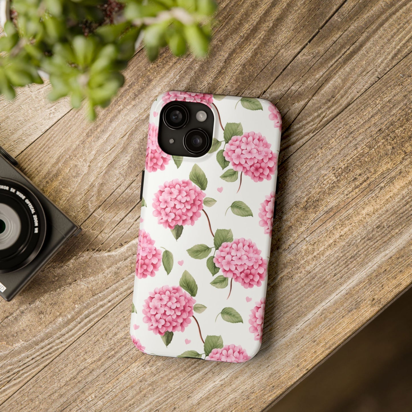 Floral Tough Phone Case - Pink Hydrangea Design, Perfect Gift for Flower Lovers