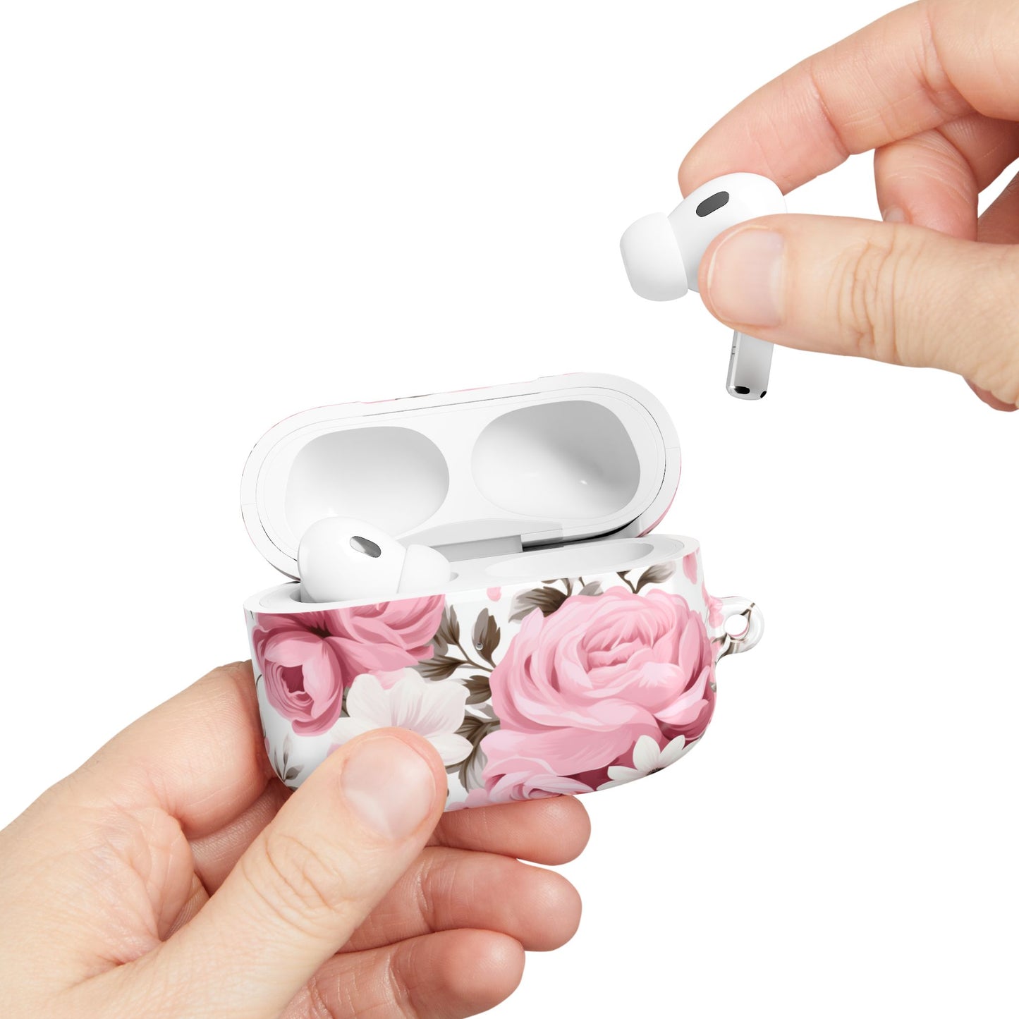 Floral AirPod Case – Stylish Pink Rose Design for Music Lovers Romantic Florals, Everyday Function