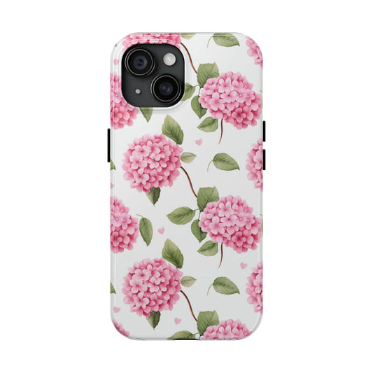Floral Tough Phone Case - Pink Hydrangea Design, Perfect Gift for Flower Lovers