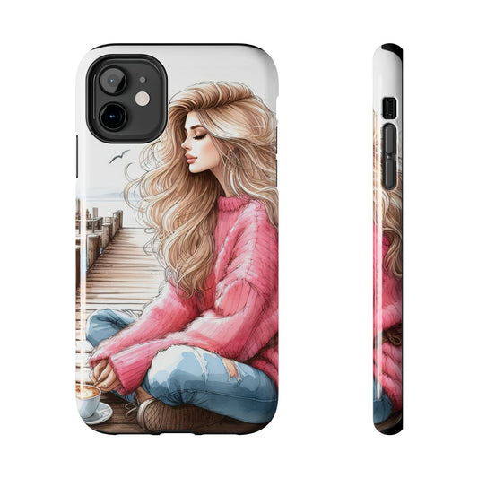 Dreamy Cozy Pink Girlie Phone Case - Illustrated Aesthetic for Fashion Lovers
