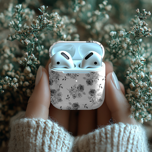 Black & White Floral AirPod Case – Classic, Chic & Timeless
