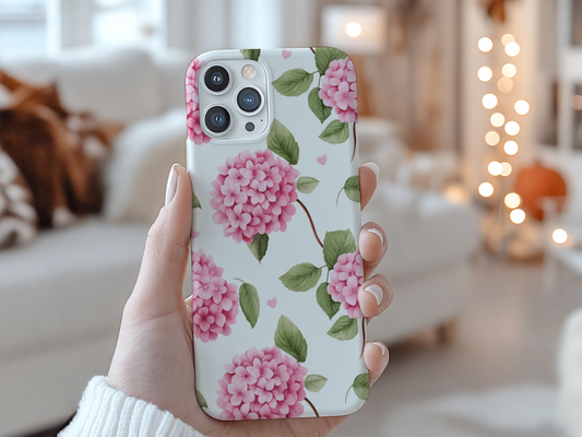 Floral Tough Phone Case - Pink Hydrangea Design, Perfect Gift for Flower Lovers
