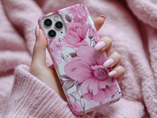 Floral Tough Phone Case – Pink Blossom Design Soft Aesthetic, Strong Protection