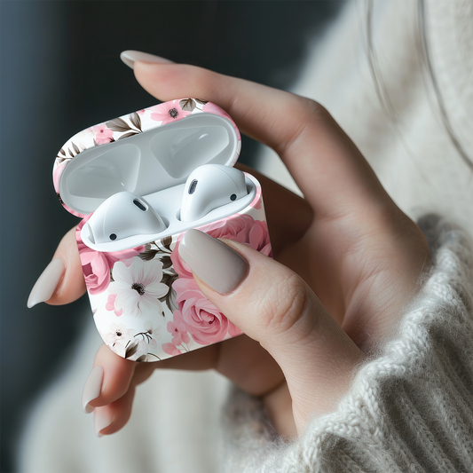 Floral AirPod Case – Stylish Pink Rose Design for Music Lovers Romantic Florals, Everyday Function