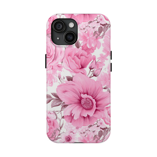Floral Tough Phone Case – Pink Blossom Design Soft Aesthetic, Strong Protection