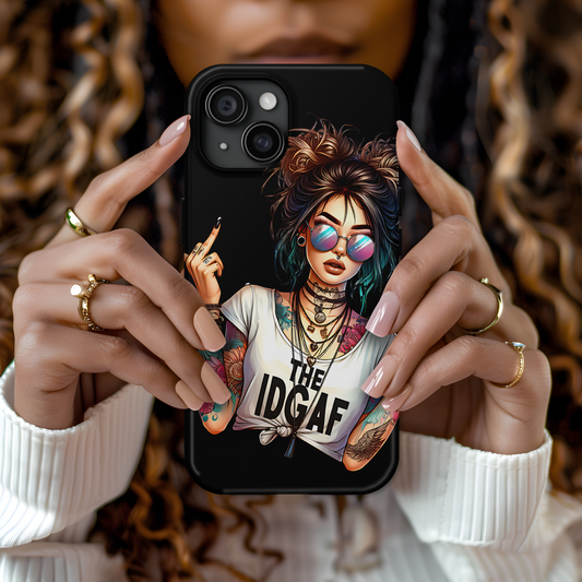 IDGAF Tough Phone Case - Edgy Tattoo Design for Bold Personalities